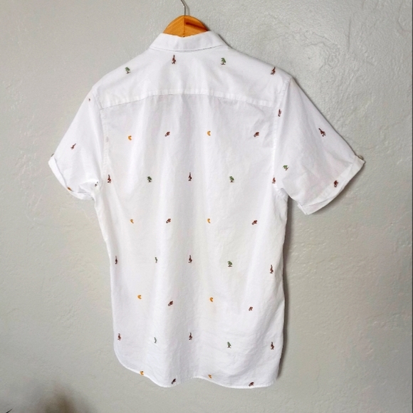 Ted Baker London Monkie Monkey Embroidery Short Sleeve Shirt Palms Bananas L - Picture 11 of 13